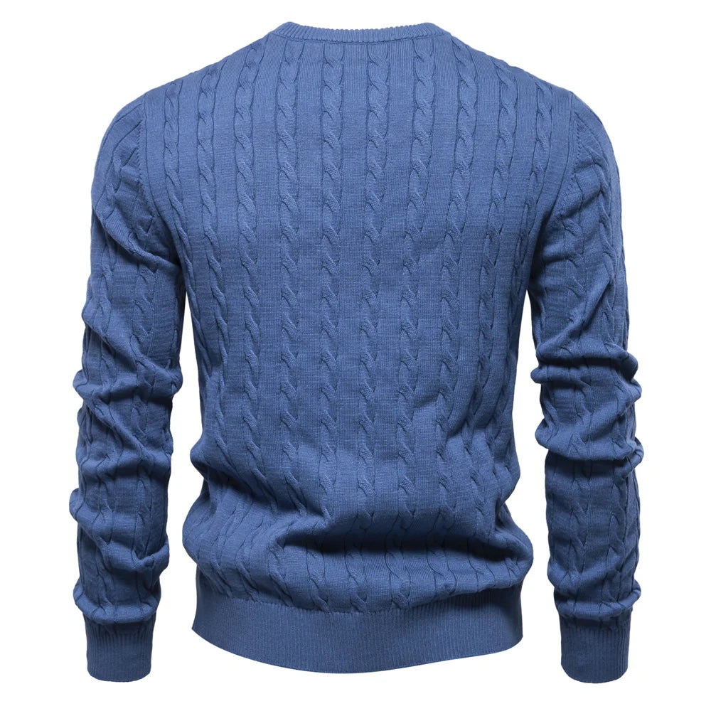 AIOPESON Jersey Premium Hombre - Pullover Algodón con Bordado Jirafa y Patrón Trenzado
