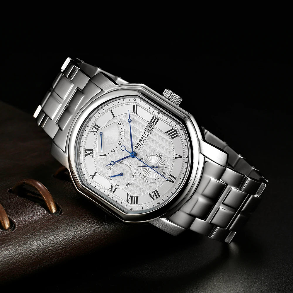 BERNY Reloj Mecánico Automático Hombre Miyota - Zafiro Resistente al Agua