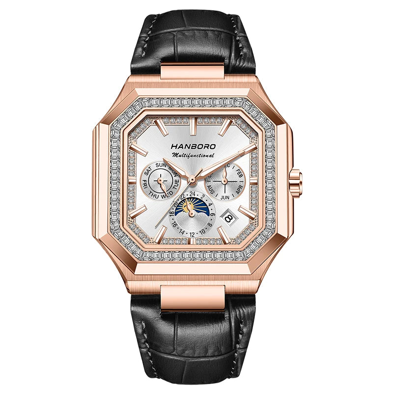 Reloj Mecánico Automático HANBORO Cuadrado Hombre - Multifuncional Lujo Tendencia