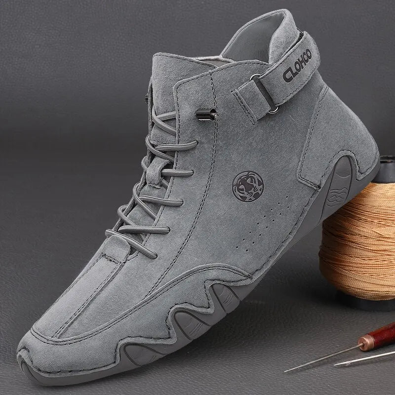 Zapatos de Piel Auténtica para Hombre - Botines Informales con Cordones 2025