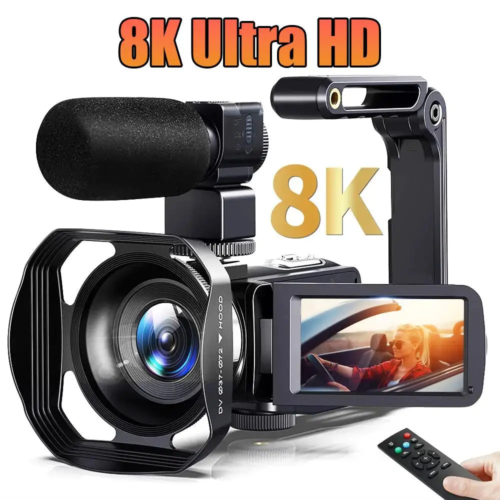 8K Videokamera 48MP mit 18x Zoom - HD Camcorder mit WIFI & 3" Touchscreen