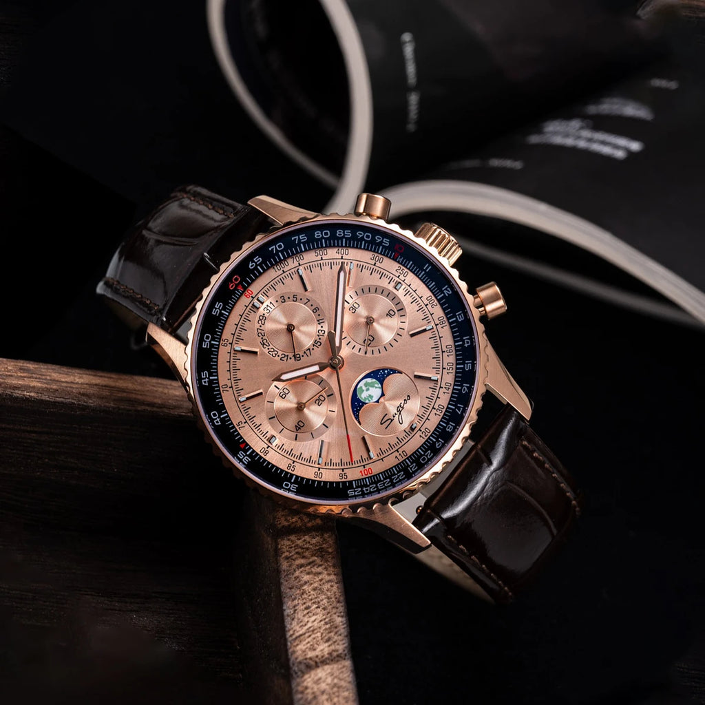 Reloj Sugess Cronógrafo Mecánico Moonphase Pilot - Movimiento ST1908 Tianjin