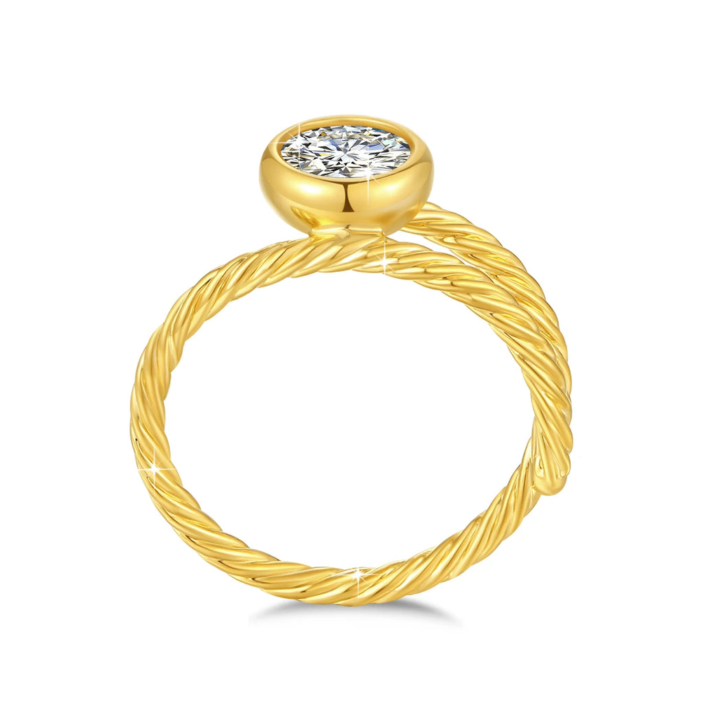 Anillo de Oro 14K con Moissanita 1ct - Diseño Trenzado Elegante