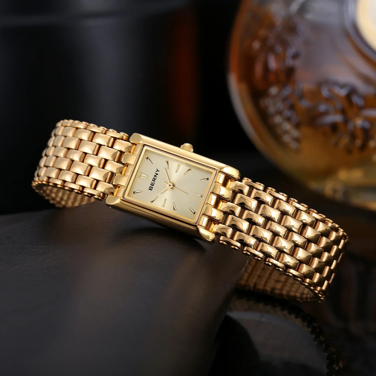 Reloj BERNY Dorado Mujer - Cuadrado Acero Inoxidable