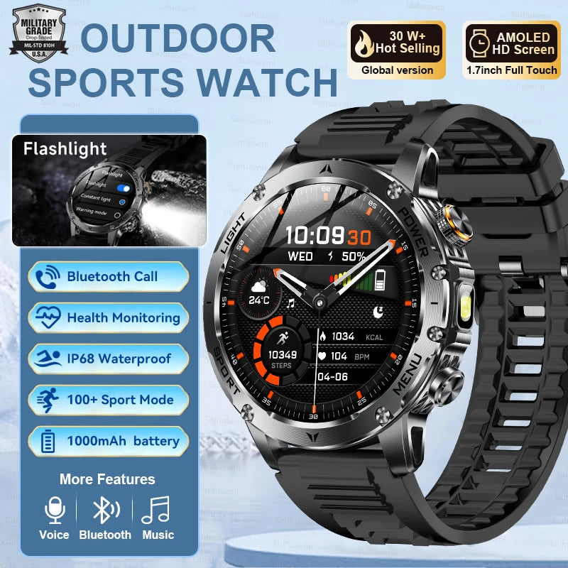 Reloj Smartwatch T-REX3 Deportivo GPS - Batería 1000mAh, 10ATM Impermeable, Linterna, Llamadas BT