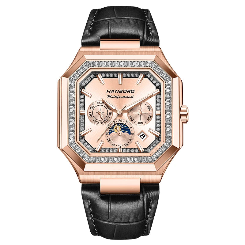 Reloj Mecánico Automático HANBORO Cuadrado Hombre - Multifuncional Lujo Tendencia