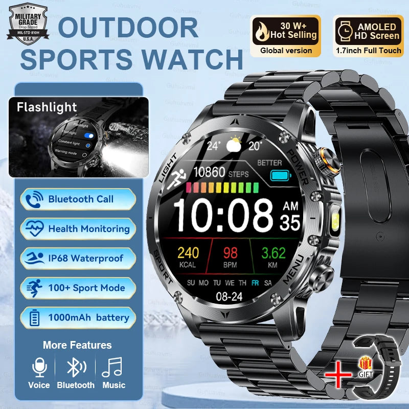 Reloj Smartwatch T-REX3 Deportivo GPS - Batería 1000mAh, 10ATM Impermeable, Linterna, Llamadas BT