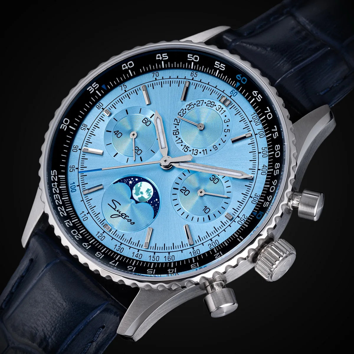 Reloj Sugess Cronógrafo Mecánico Moonphase Pilot - Movimiento ST1908 Tianjin