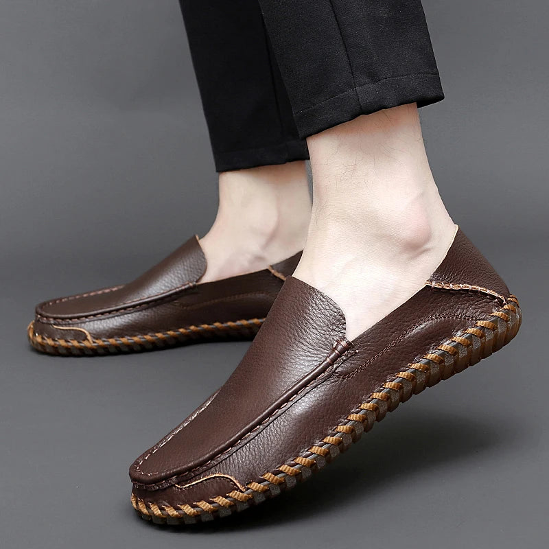 Zapatos de Cuero Genuino para Hombre - Mocasines Transpirables de Conducción
