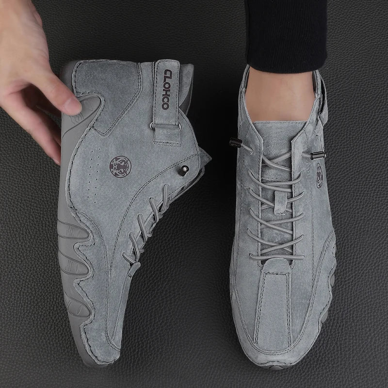 Zapatos de Piel Auténtica para Hombre - Botines Informales con Cordones 2025