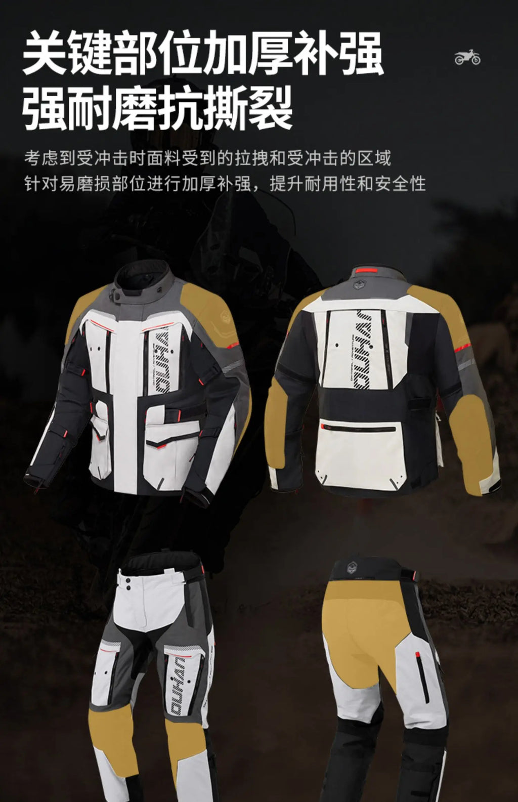 Traje Moto DUHAN Impermeable - Chaqueta Invierno Motocross Hombre 4 Estaciones
