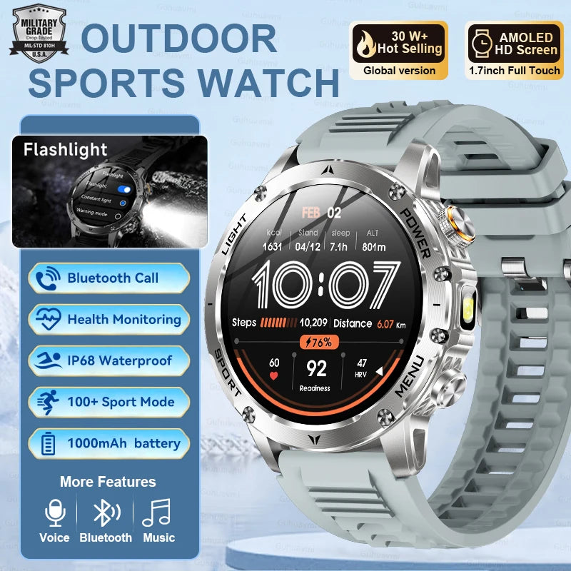 Reloj Smartwatch T-REX3 Deportivo GPS - Batería 1000mAh, 10ATM Impermeable, Linterna, Llamadas BT
