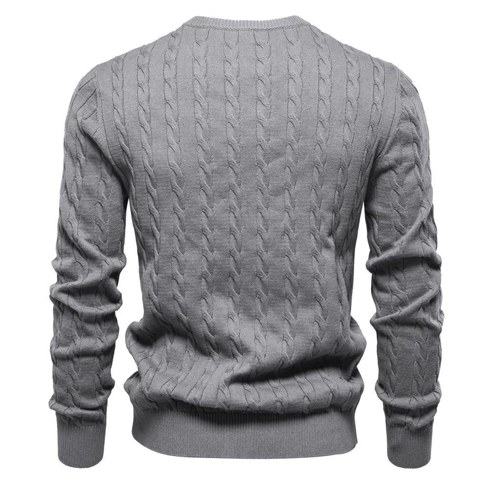 AIOPESON Jersey Premium Hombre - Pullover Algodón con Bordado Jirafa y Patrón Trenzado
