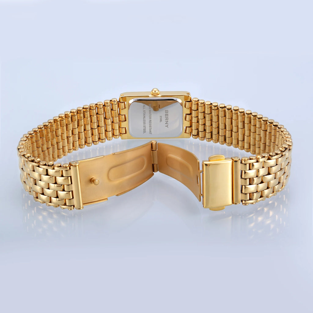 Reloj BERNY Dorado Mujer - Cuadrado Acero Inoxidable