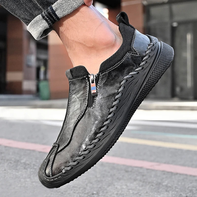 LETCOMFIT Zapatos de Cuero Genuino para Hombre - Mocasines Cómodos Hechos a Mano