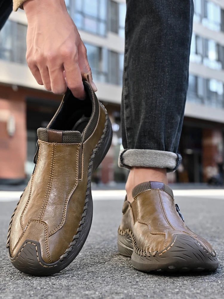 LETCOMFIT Zapatos de Cuero Genuino para Hombre - Mocasines Cómodos Hechos a Mano
