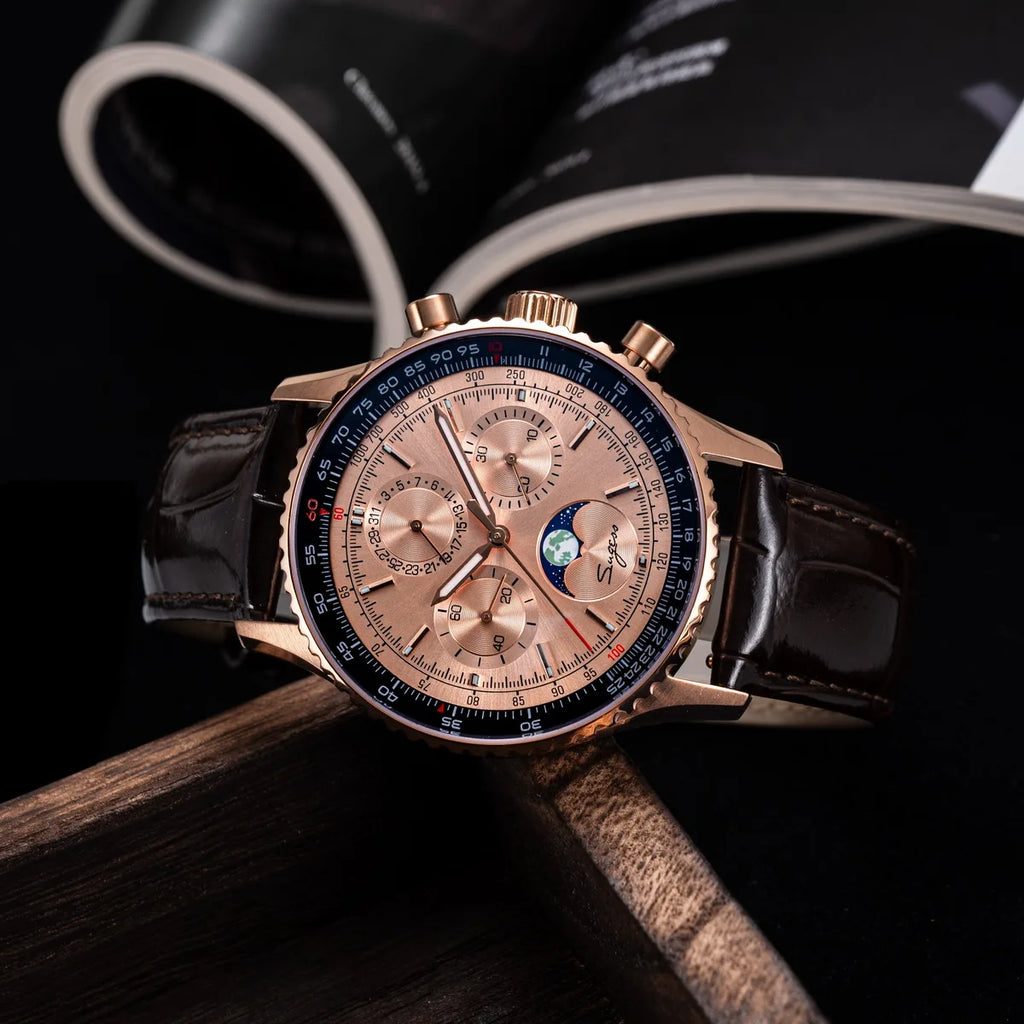 Reloj Sugess Cronógrafo Mecánico Moonphase Pilot - Movimiento ST1908 Tianjin