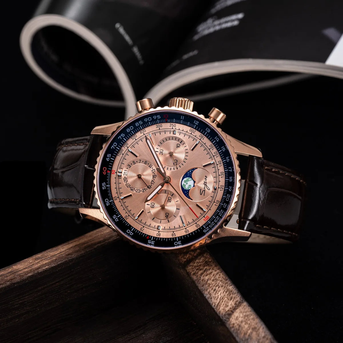 Reloj Sugess Cronógrafo Mecánico Moonphase Pilot - Movimiento ST1908 Tianjin