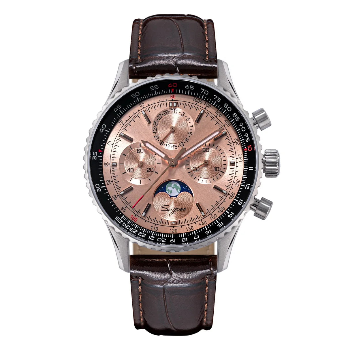 Reloj Sugess Cronógrafo Mecánico Moonphase Pilot - Movimiento ST1908 Tianjin