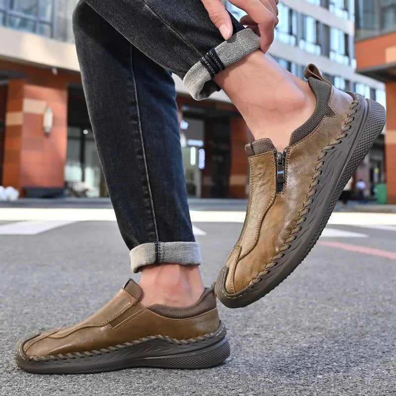 LETCOMFIT Zapatos de Cuero Genuino para Hombre - Mocasines Cómodos Hechos a Mano