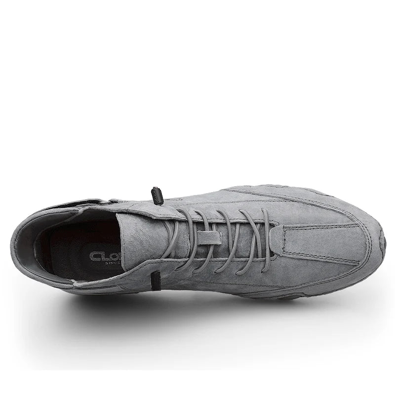 Zapatos de Piel Auténtica para Hombre - Botines Informales con Cordones 2025