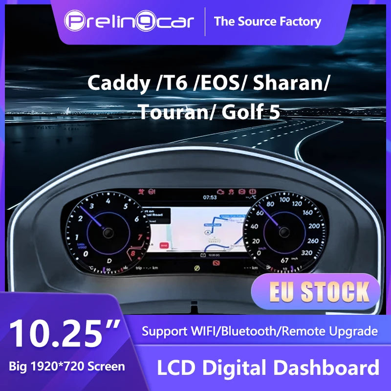 Cuadro de Instrumentos Digital LCD 10.25" para VW - Scirocco, Caddy, Touran, Sharan, EOS, Golf 5