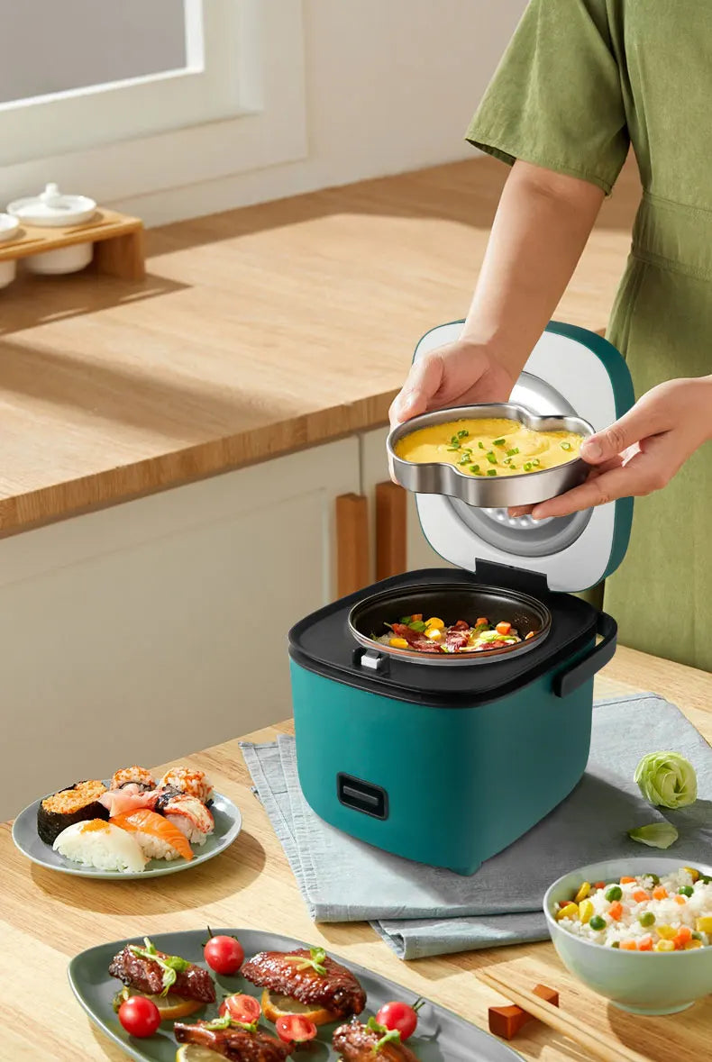 Mini Arrocera Eléctrica Automática 1.2L - Cocina para 1-2 Personas con Vaporera