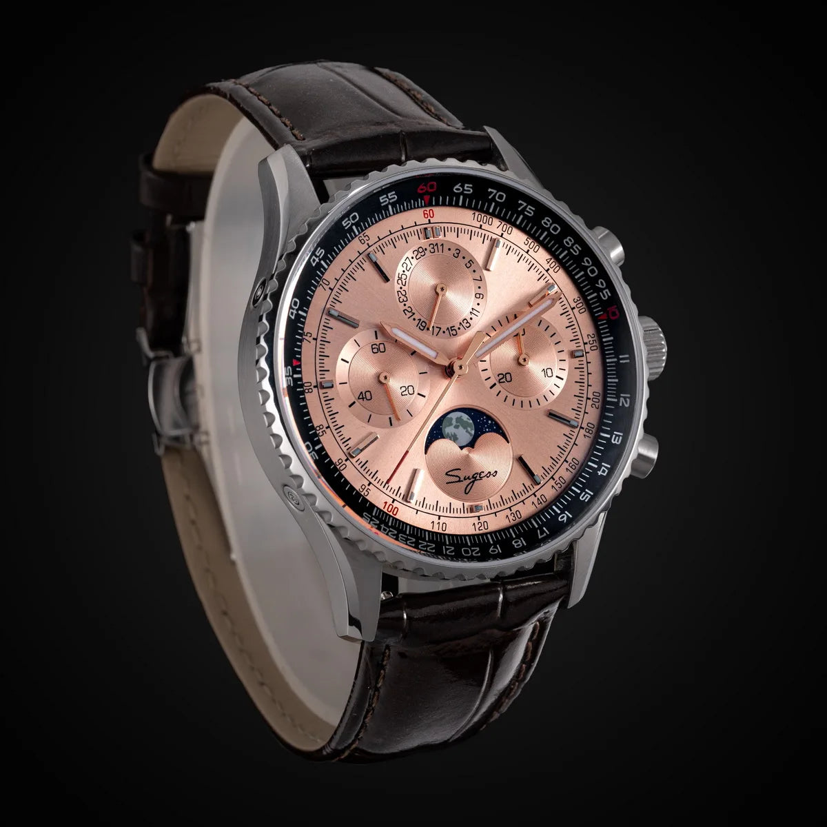 Reloj Sugess Cronógrafo Mecánico Moonphase Pilot - Movimiento ST1908 Tianjin