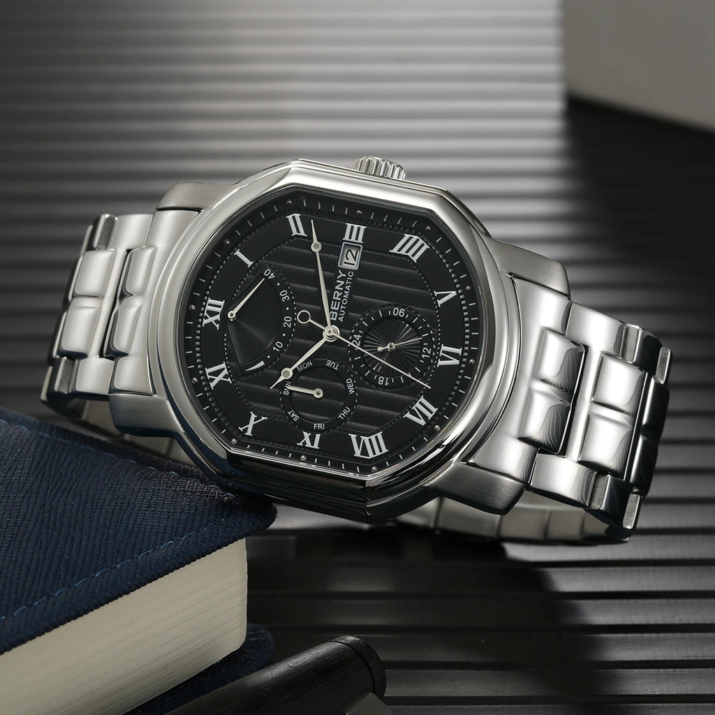 BERNY Reloj Mecánico Automático Hombre Miyota - Zafiro Resistente al Agua