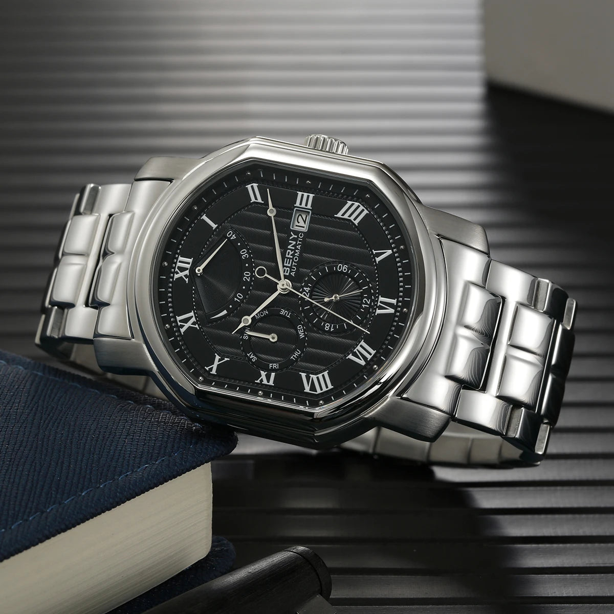 BERNY Reloj Mecánico Automático Hombre Miyota - Zafiro Resistente al Agua