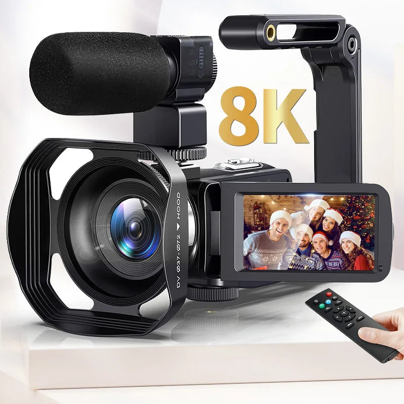 8K Videokamera 48MP mit 18x Zoom - HD Camcorder mit WIFI & 3" Touchscreen