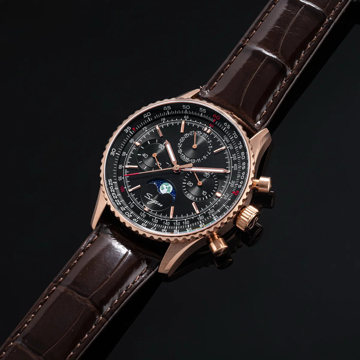 Reloj Sugess Cronógrafo Mecánico Moonphase Pilot - Movimiento ST1908 Tianjin