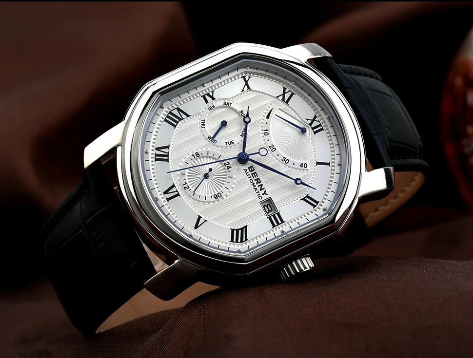 BERNY Reloj Mecánico Automático Hombre Miyota - Zafiro Resistente al Agua