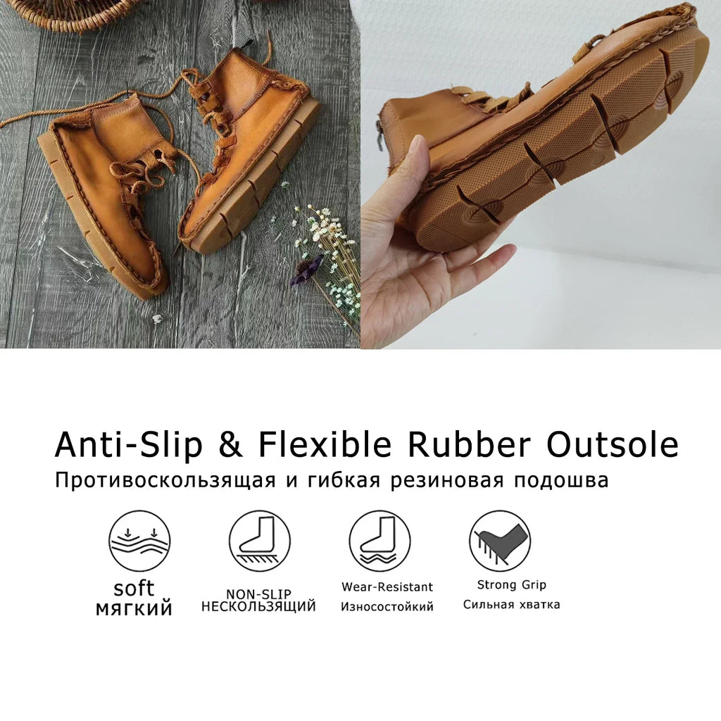 Mocasines Winnetou Mujer - Cuero Genuino Estilo Indio Planos Confort