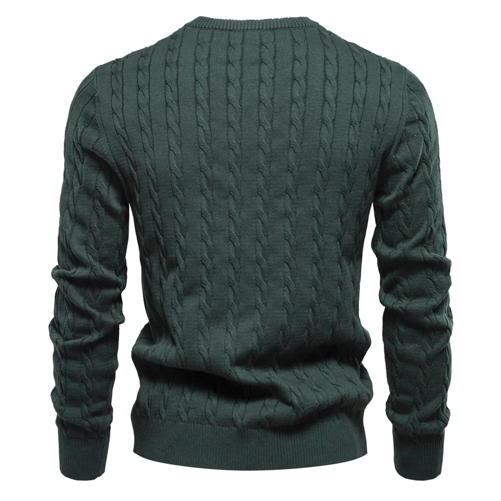 AIOPESON Jersey Premium Hombre - Pullover Algodón con Bordado Jirafa y Patrón Trenzado
