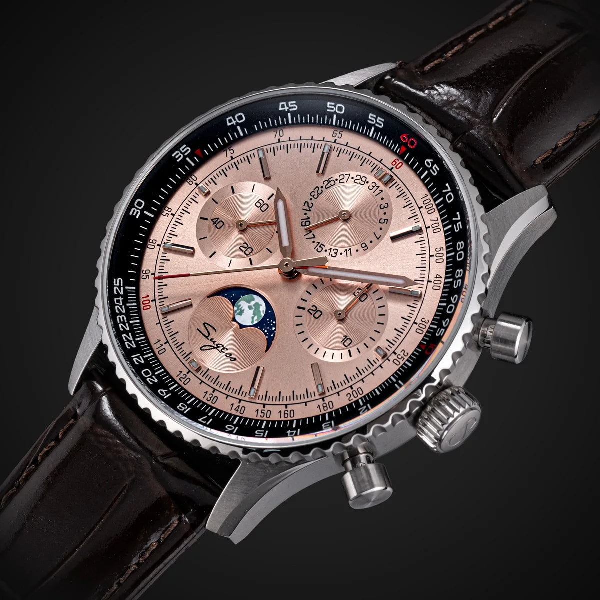Reloj Sugess Cronógrafo Mecánico Moonphase Pilot - Movimiento ST1908 Tianjin