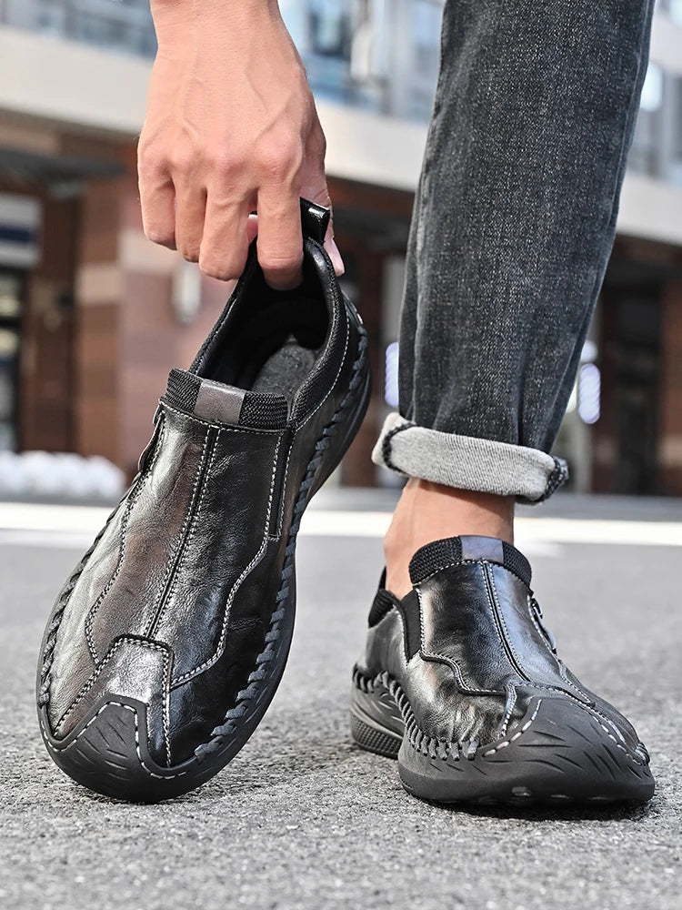 LETCOMFIT Zapatos de Cuero Genuino para Hombre - Mocasines Cómodos Hechos a Mano