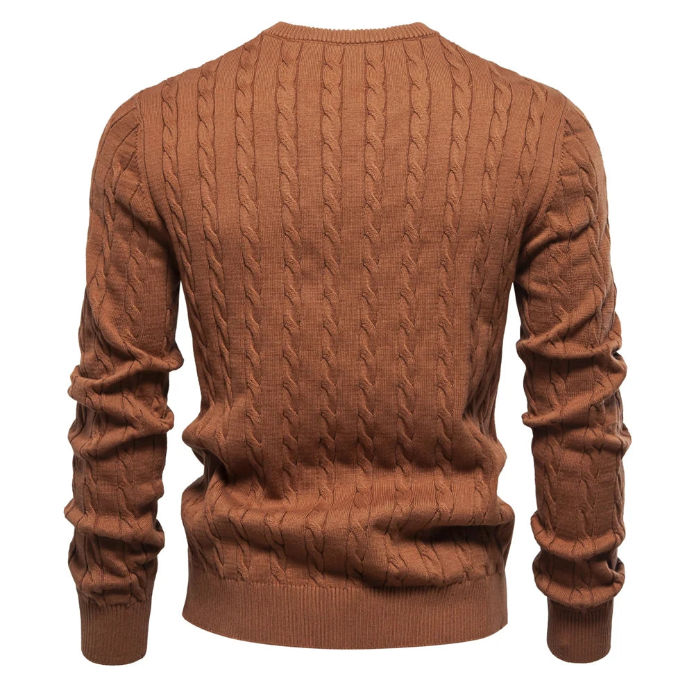 AIOPESON Jersey Premium Hombre - Pullover Algodón con Bordado Jirafa y Patrón Trenzado