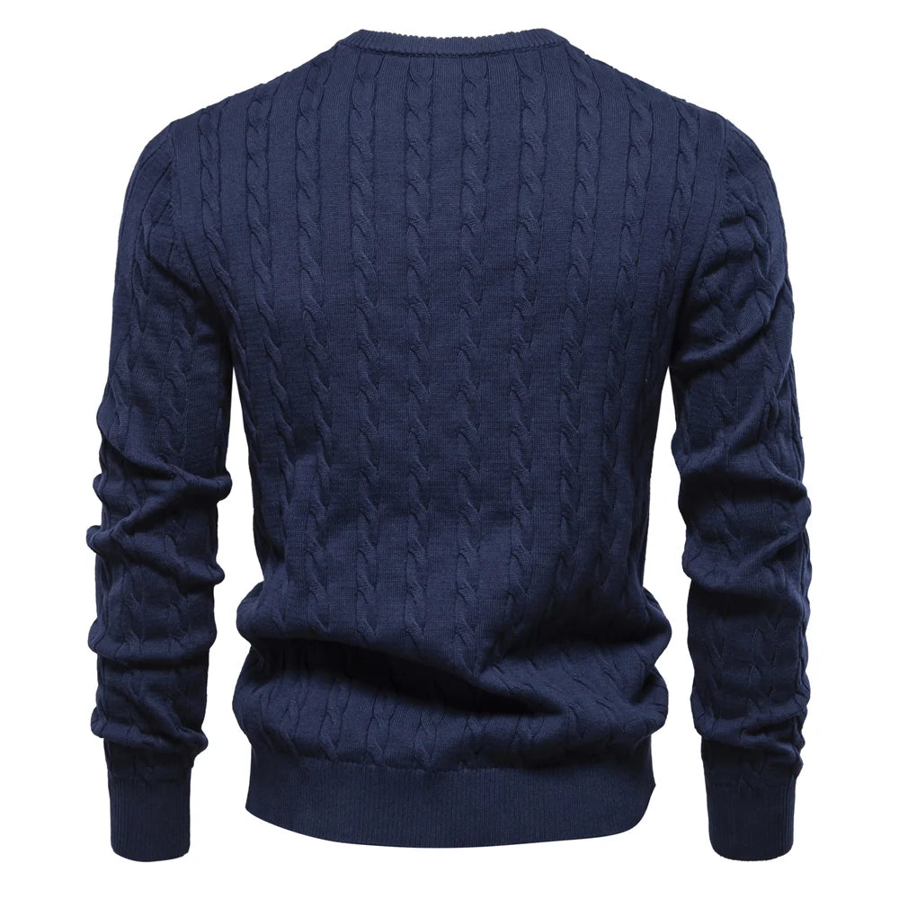 AIOPESON Jersey Premium Hombre - Pullover Algodón con Bordado Jirafa y Patrón Trenzado