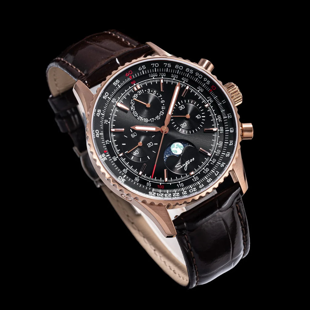 Reloj Sugess Cronógrafo Mecánico Moonphase Pilot - Movimiento ST1908 Tianjin