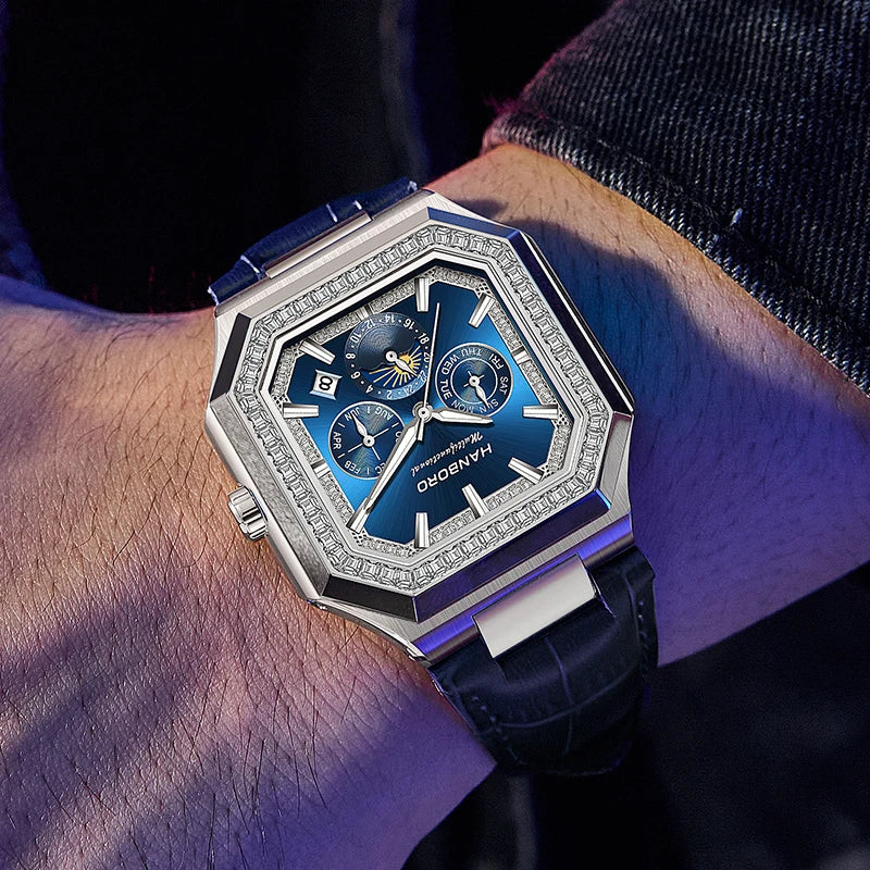 HANBORO Reloj Mecánico Automático Cuadrado Hombre 38mm - Zafiro 5ATM Shanghai