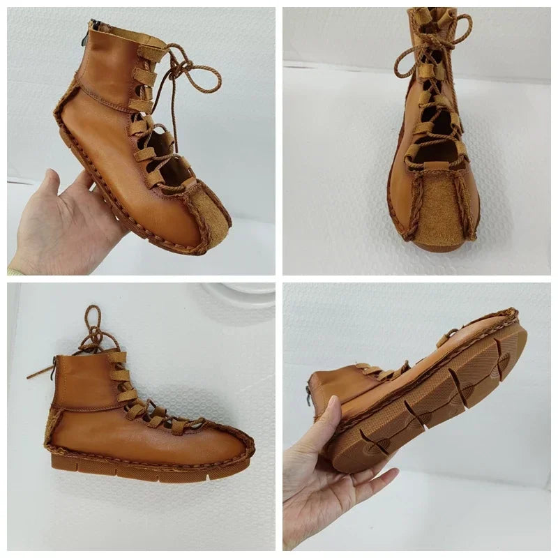 Mocasines Winnetou Mujer - Cuero Genuino Estilo Indio Planos Confort