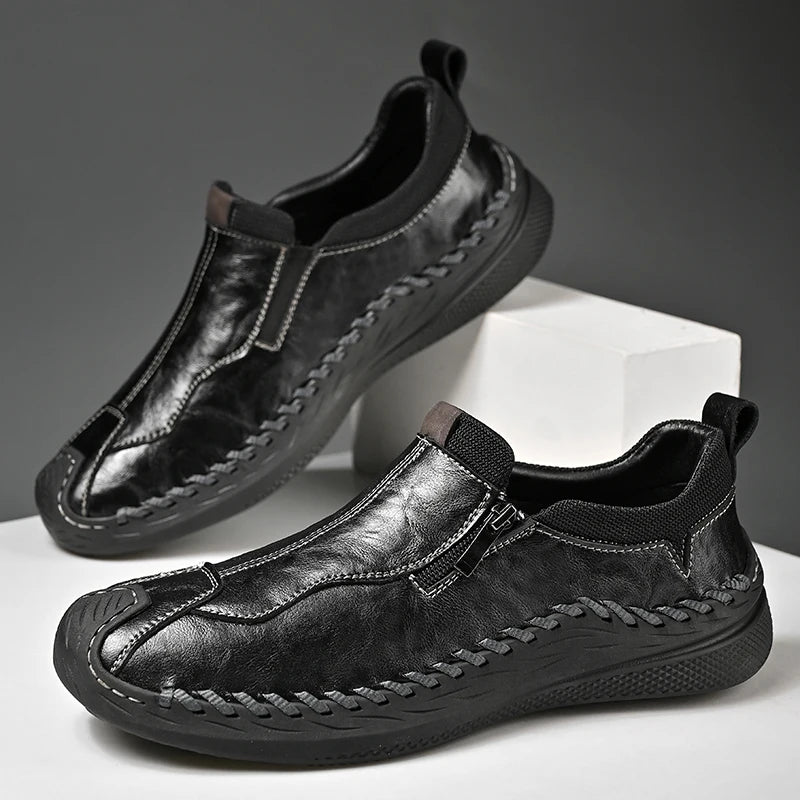 LETCOMFIT Zapatos de Cuero Genuino para Hombre - Mocasines Cómodos Hechos a Mano
