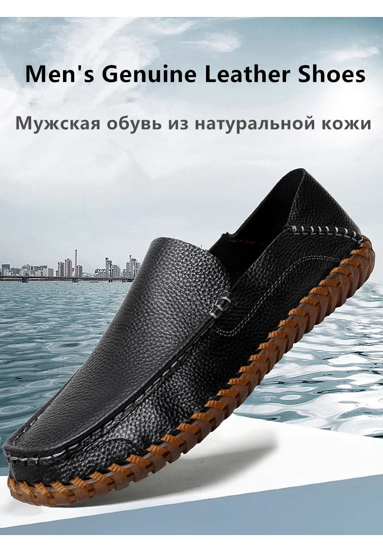Zapatos de Cuero Genuino para Hombre - Mocasines Transpirables de Conducción