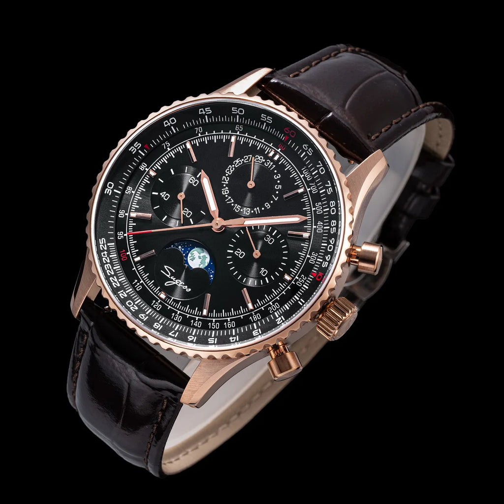 Reloj Sugess Cronógrafo Mecánico Moonphase Pilot - Movimiento ST1908 Tianjin