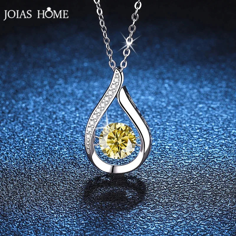 Collar Plata 925 con Moissanita - Elegante Colgante Gota Brillante para Mujer