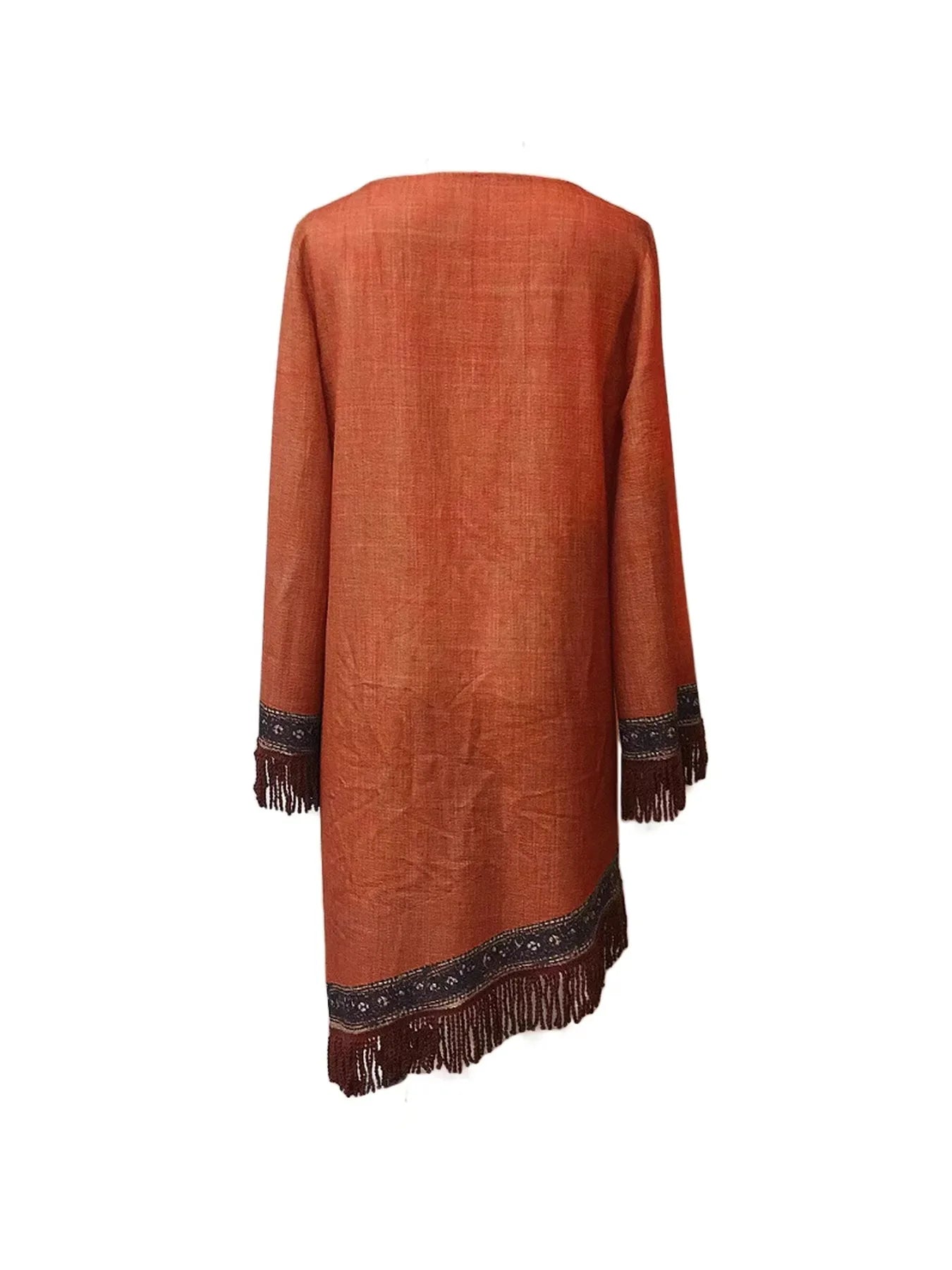 Vestido Bohemio Étnico con Flecos - Vestido Casual Manga Larga Estilo Hippie - Tallas S-XXXL