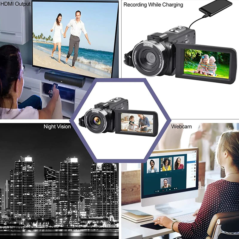 8K Videokamera 48MP mit 18x Zoom - HD Camcorder mit WIFI & 3" Touchscreen