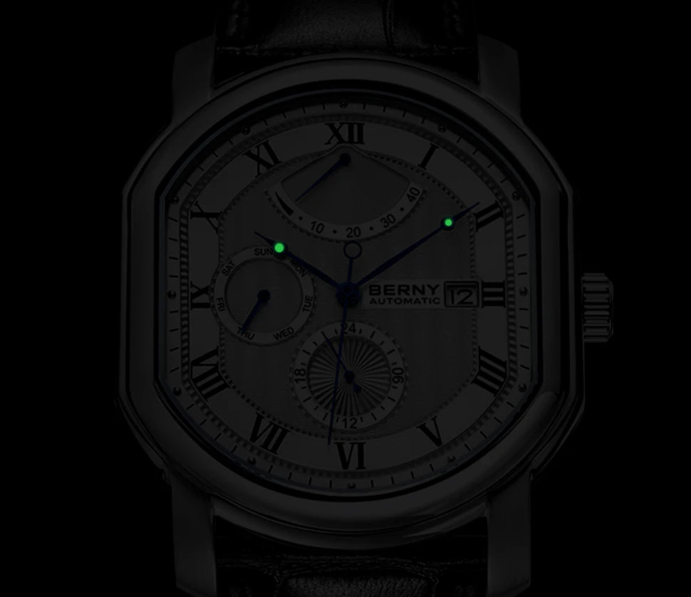 BERNY Reloj Mecánico Automático Hombre Miyota - Zafiro Resistente al Agua