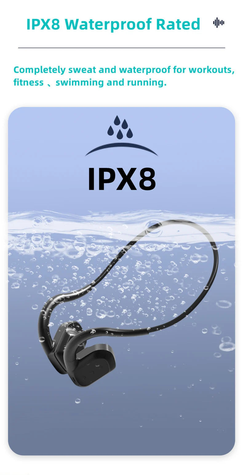 Auriculares Conducción Ósea IPX8 Bluetooth 5.3 - 32GB MP3 Natación Deportivos